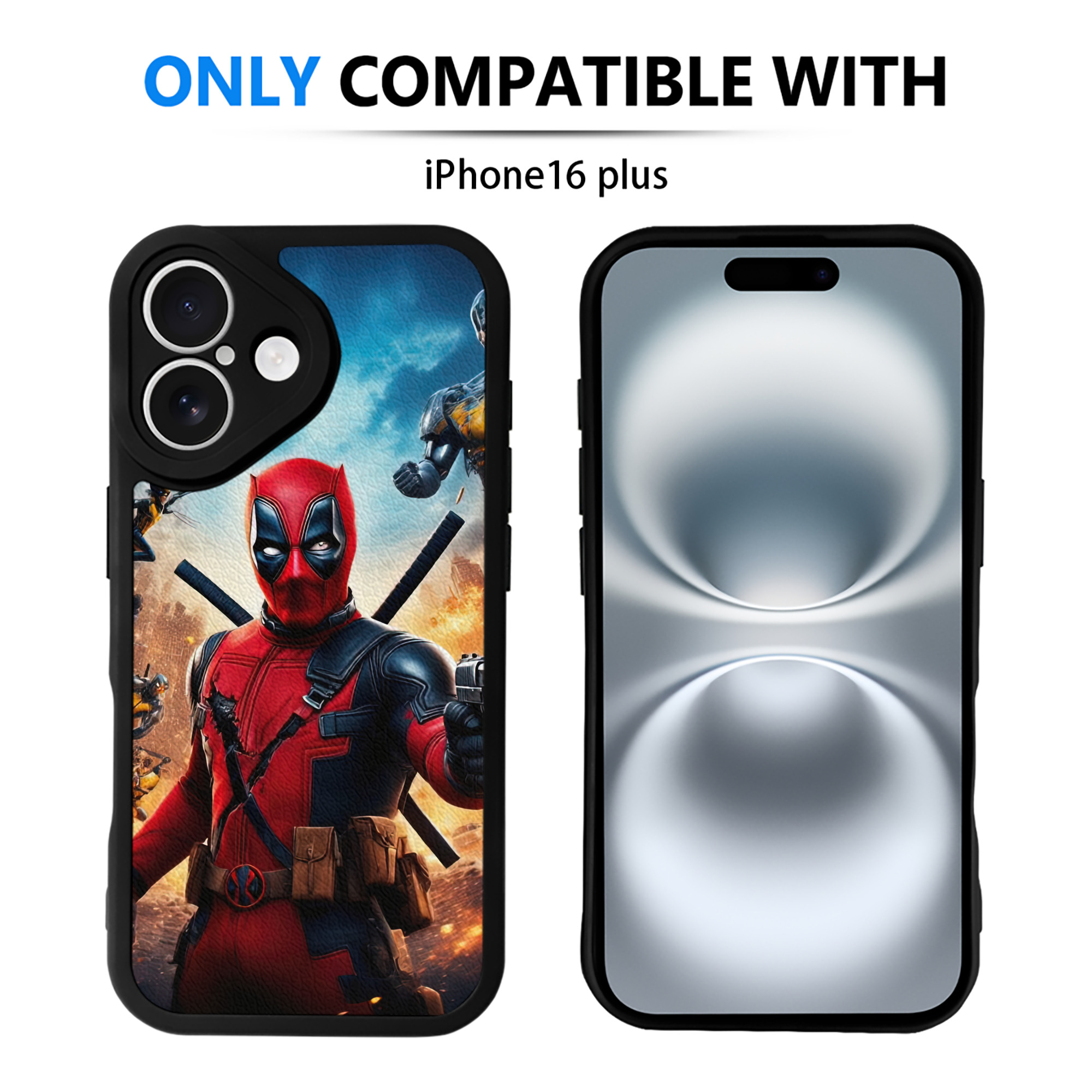 （画像用） Deadpool デッドプール 【iPhone 16シリーズ対応】シリコンスマホケース（レザー調） 材質：シリコン